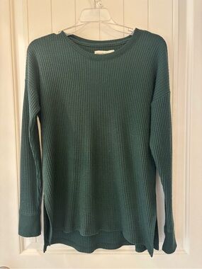 Abercrombie & Fitch Teal Green Waffle Knit Long Sleeve Top Women’s Small
